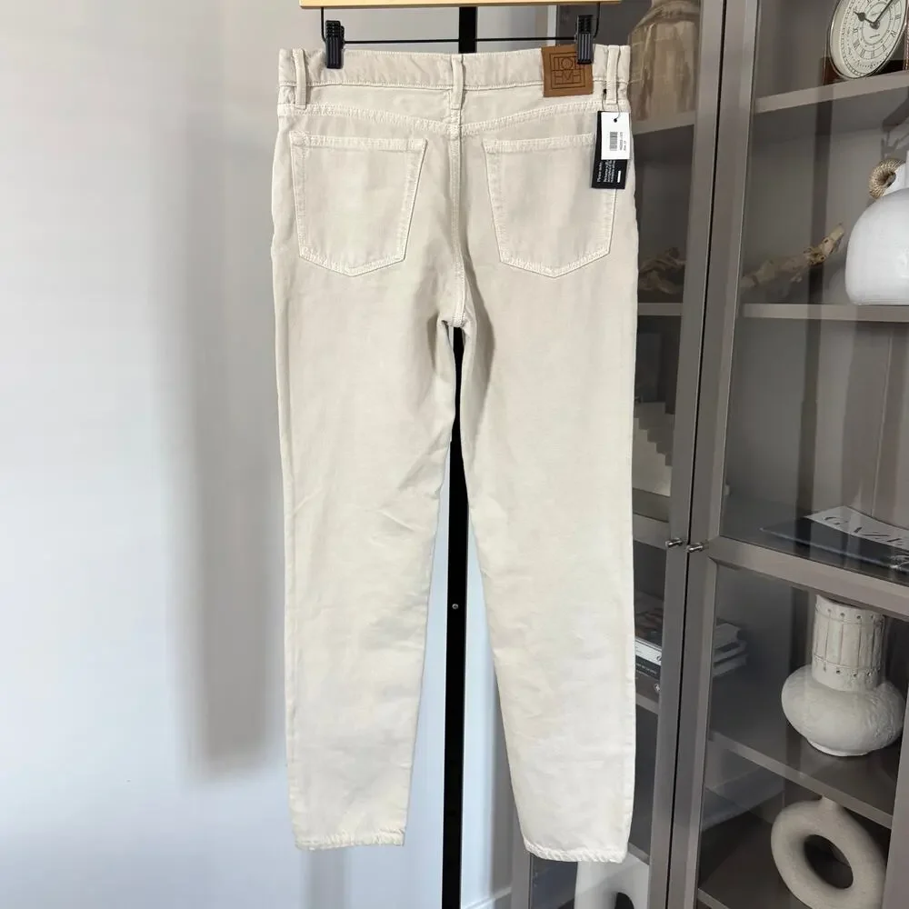 Toteme Cotton Organic Low Taper Slim Leg Smoke Grey Denim Jeans 27 NEW Tan Pants - Picture 5 of 7